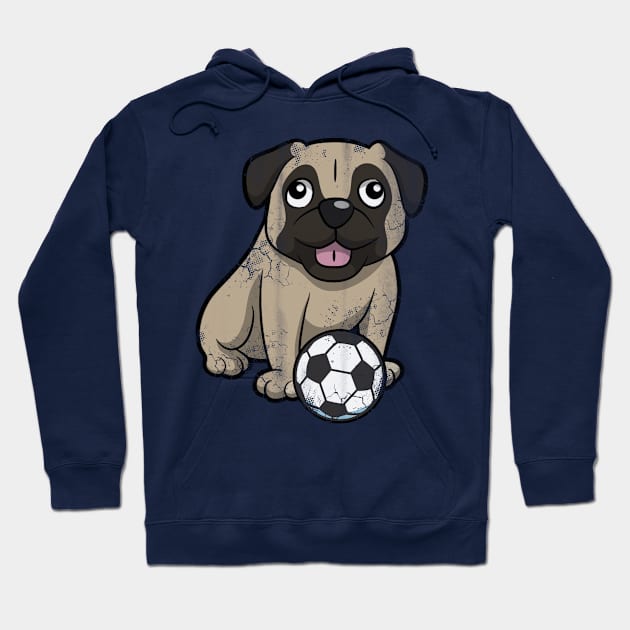Soccer Pug Dog Hoodie by E